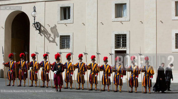 Città del Vaticano 11 04 2013.Sua Santità Papa Francesco riceve il primo ministro della Repubblica del Mozambico, Alberto Clementino Vaquina..Nella foto: Guardie Svizzere. ©Riccardo Musacchio & Flavio Ianniello/Rosebud2