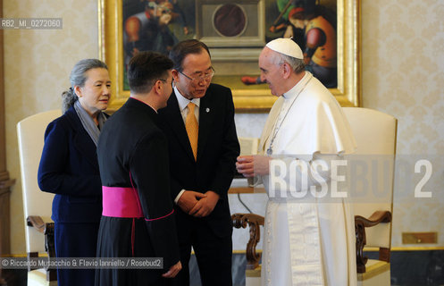 Città del Vaticano, palazzo Apostolico 09 04 2013.Sua Santità Papa Francesco riceve in udienza il Segretario Generale dell’Organizzazione delle Nazioni Unite, S.E. il Signor Ban Ki-Moon.. ©Riccardo Musacchio & Flavio Ianniello/Rosebud2