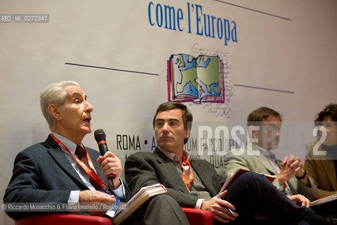 Roma, Auditorium Parco della Musica 15 03 2013.Libri Come, Festa del Libro e della Lettura.Nella foto: Stefano Rodotà, Guy Standing, Giorgio Zanchini Precari: i diritti e il lavoro. ©Riccardo Musacchio & Flavio Ianniello/Rosebud2