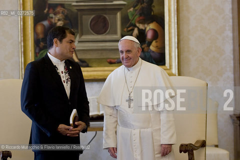 Città del Vaticano, Palazzo Apostolico 19 04 213.Sua Santità Papa Francesco  riceve in udienza il Presidente dellEcuador, Rafael Correa.. ©Riccardo Musacchio & Flavio Ianniello/Rosebud2