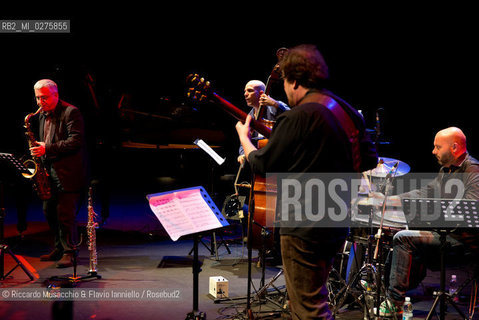 Rome, Auditorium Music Park May 16 2013.Saxophone Festival.Maurizio Giammarco Quartet featuring Battista Lena.Maurizio Giammarco sax.Battista Lena guitar.Luca Bulgarelli bass.Marcello di Leonardo drums. ©Riccardo Musacchio & Flavio Ianniello/Rosebud2