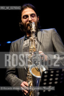 Roma, Auditorium Parco della Musica 17 05 2013.Festival del sassofono Roberto Gatto.special guest .Max Ionata, Francesco Bearzatti, Luca Fattorini.Roberto Gatto batteria.Max Ionata sassofono.Francesco Bearzatti sassofono.Luca Fattorini basso. ©Riccardo Musacchio & Flavio Ianniello/Rosebud2
