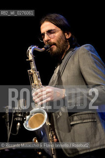 Roma, Auditorium Parco della Musica 17 05 2013.Festival del sassofono Roberto Gatto.special guest .Max Ionata, Francesco Bearzatti, Luca Fattorini.Roberto Gatto batteria.Max Ionata sassofono.Francesco Bearzatti sassofono.Luca Fattorini basso. ©Riccardo Musacchio & Flavio Ianniello/Rosebud2