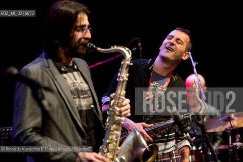 Roma, Auditorium Parco della Musica 17 05 2013.Festival del sassofono Roberto Gatto.special guest .Max Ionata, Francesco Bearzatti, Luca Fattorini.Roberto Gatto batteria.Max Ionata sassofono.Francesco Bearzatti sassofono.Luca Fattorini basso. ©Riccardo Musacchio & Flavio Ianniello/Rosebud2