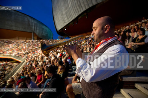 Rome, Auditorium Music Park  Jun 29 2013.Luglio suona bene 2013 .Goran Bregovic La Notte della Taranta .Wedding and Funeral Band, Orchestra de La Notte della Taranta .Enza Pagliara voce and Alessia Tondo voice.. ©Riccardo Musacchio & Flavio Ianniello/Rosebud2