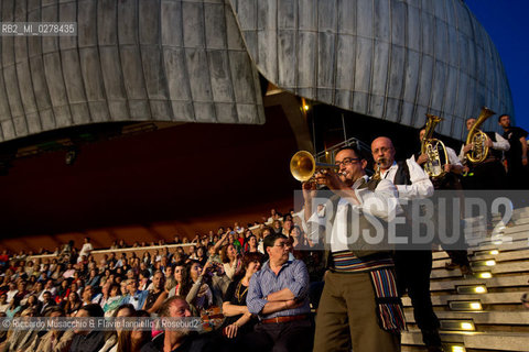 Rome, Auditorium Music Park  Jun 29 2013.Luglio suona bene 2013 .Goran Bregovic La Notte della Taranta .Wedding and Funeral Band, Orchestra de La Notte della Taranta .Enza Pagliara voce and Alessia Tondo voice.. ©Riccardo Musacchio & Flavio Ianniello/Rosebud2