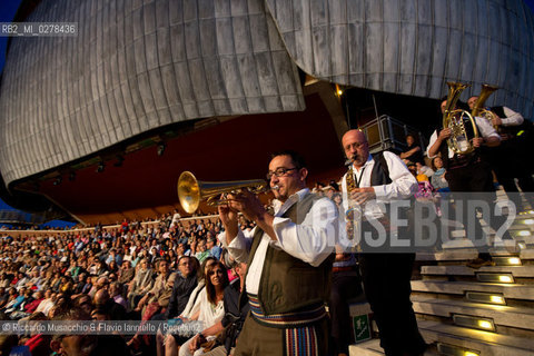 Rome, Auditorium Music Park  Jun 29 2013.Luglio suona bene 2013 .Goran Bregovic La Notte della Taranta .Wedding and Funeral Band, Orchestra de La Notte della Taranta .Enza Pagliara voce and Alessia Tondo voice.. ©Riccardo Musacchio & Flavio Ianniello/Rosebud2