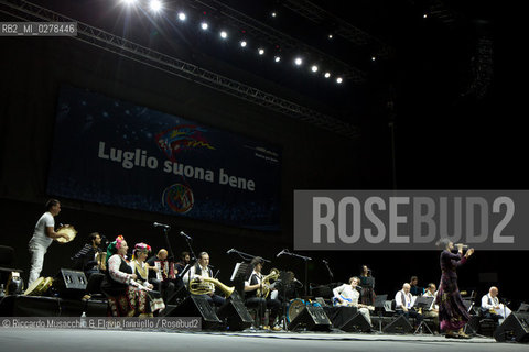 Rome, Auditorium Music Park  Jun 29 2013.Luglio suona bene 2013 .Goran Bregovic La Notte della Taranta .Wedding and Funeral Band, Orchestra de La Notte della Taranta .Enza Pagliara voce and Alessia Tondo voice.. ©Riccardo Musacchio & Flavio Ianniello/Rosebud2