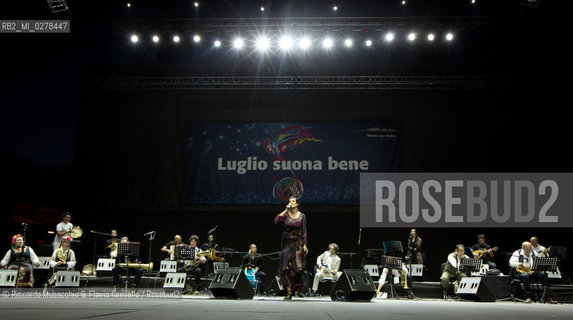Rome, Auditorium Music Park  Jun 29 2013.Luglio suona bene 2013 .Goran Bregovic La Notte della Taranta .Wedding and Funeral Band, Orchestra de La Notte della Taranta .Enza Pagliara voce and Alessia Tondo voice.. ©Riccardo Musacchio & Flavio Ianniello/Rosebud2