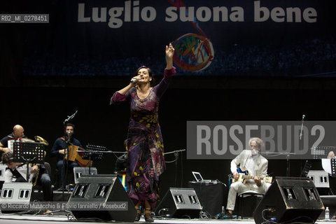 Rome, Auditorium Music Park  Jun 29 2013.Luglio suona bene 2013 .Goran Bregovic La Notte della Taranta .Wedding and Funeral Band, Orchestra de La Notte della Taranta .Enza Pagliara voce and Alessia Tondo voice.. ©Riccardo Musacchio & Flavio Ianniello/Rosebud2