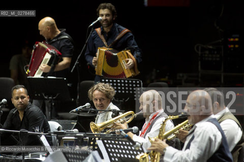 Rome, Auditorium Music Park  Jun 29 2013.Luglio suona bene 2013 .Goran Bregovic La Notte della Taranta .Wedding and Funeral Band, Orchestra de La Notte della Taranta .Enza Pagliara voce and Alessia Tondo voice.. ©Riccardo Musacchio & Flavio Ianniello/Rosebud2