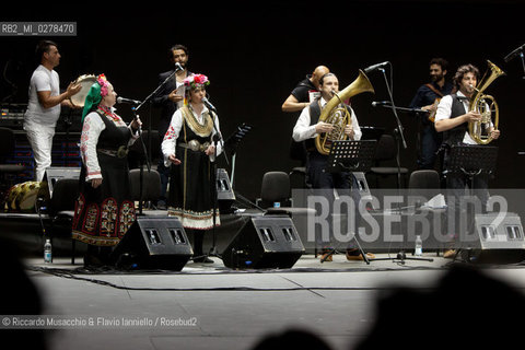 Rome, Auditorium Music Park  Jun 29 2013.Luglio suona bene 2013 .Goran Bregovic La Notte della Taranta .Wedding and Funeral Band, Orchestra de La Notte della Taranta .Enza Pagliara voce and Alessia Tondo voice.. ©Riccardo Musacchio & Flavio Ianniello/Rosebud2