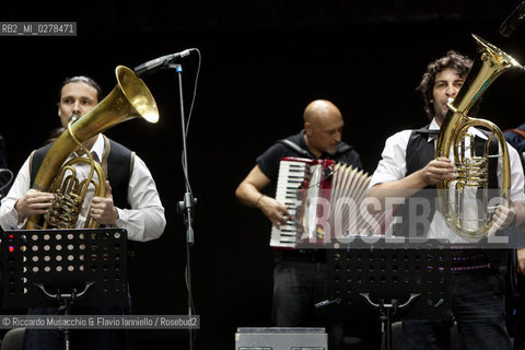 Rome, Auditorium Music Park  Jun 29 2013.Luglio suona bene 2013 .Goran Bregovic La Notte della Taranta .Wedding and Funeral Band, Orchestra de La Notte della Taranta .Enza Pagliara voce and Alessia Tondo voice.. ©Riccardo Musacchio & Flavio Ianniello/Rosebud2