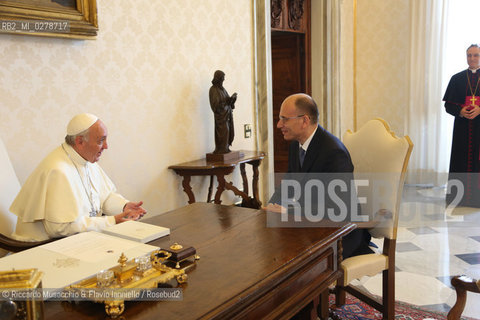 Città del Vaticano, Biblioteca Jul 04 2012.The Holy Father Papa Francesco meet Italian Premier Enrico Letta.. ©Riccardo Musacchio & Flavio Ianniello/Rosebud2