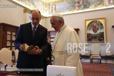 Città del Vaticano, Biblioteca Jul 04 2012.The Holy Father Papa Francesco meet Italian Premier Enrico Letta.. ©Riccardo Musacchio & Flavio Ianniello/Rosebud2