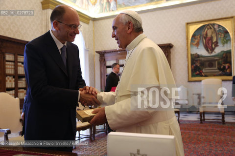 Città del Vaticano, Biblioteca Jul 04 2012.The Holy Father Papa Francesco meet Italian Premier Enrico Letta.. ©Riccardo Musacchio & Flavio Ianniello/Rosebud2