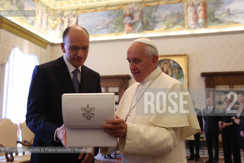 Città del Vaticano, Biblioteca Jul 04 2012.The Holy Father Papa Francesco meet Italian Premier Enrico Letta.. ©Riccardo Musacchio & Flavio Ianniello/Rosebud2