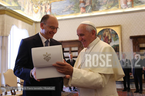 Città del Vaticano, Biblioteca Jul 04 2012.The Holy Father Papa Francesco meet Italian Premier Enrico Letta.. ©Riccardo Musacchio & Flavio Ianniello/Rosebud2