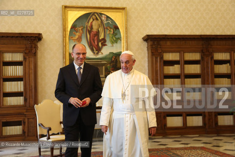 Città del Vaticano, Biblioteca Jul 04 2012.The Holy Father Papa Francesco meet Italian Premier Enrico Letta.. ©Riccardo Musacchio & Flavio Ianniello/Rosebud2