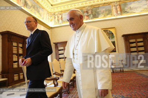 Città del Vaticano, Biblioteca Jul 04 2012.The Holy Father Papa Francesco meet Italian Premier Enrico Letta.. ©Riccardo Musacchio & Flavio Ianniello/Rosebud2