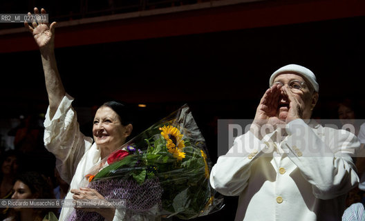 Roma, Auditorium Parco della Musica 28 07 2013.Tributo a Rudolf Nureyev Il mito e la passione .Gala Internazionale di danza..Nella foto: Carla Fracci e Beppe Menegatti. ©Riccardo Musacchio & Flavio Ianniello/Rosebud2