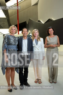Roma, Museo del MAXXI 29 08 2013..Conferenza stampa di presentazione del Direttore Artistico Hou Hanru. nella foto: Giovanna Melandri, Hou Hanru, Beatrice Trussardi e Monique Veaute. ©Riccardo Musacchio & Flavio Ianniello/Rosebud2