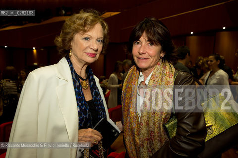 Roma, Auditorium parco della Musica 26 09 2013..Omaggio a Trovajoli .Orchestra e Coro dellAccademia Nazionale di Santa Cecilia.Franco Petracchi direttore.Enrico Pieranunzi pianoforte.Massimo Quarta violino.Nella foto: Giuliana Lojodice e Marina letta. ©Riccardo Musacchio & Flavio Ianniello/Rosebud2