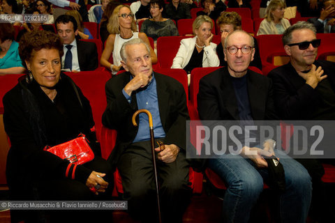 Roma, Auditorium parco della Musica 26 09 2013..Omaggio a Trovajoli .Orchestra e Coro dellAccademia Nazionale di Santa Cecilia.Franco Petracchi direttore.Enrico Pieranunzi pianoforte.Massimo Quarta violino.Nella foto: Carla Fendi,Piero Tosi, Quirino Conti e Orlando Gentili. ©Riccardo Musacchio & Flavio Ianniello/Rosebud2