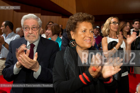 Roma, Auditorium parco della Musica 26 09 2013..Omaggio a Trovajoli .Orchestra e Coro dellAccademia Nazionale di Santa Cecilia.Franco Petracchi direttore.Enrico Pieranunzi pianoforte.Massimo Quarta violino.Nella foto: Ettore Scola  e Carla Fendi. ©Riccardo Musacchio & Flavio Ianniello/Rosebud2