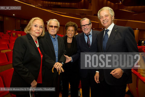 Roma, Auditorium parco della Musica 26 09 2013..Omaggio a Trovajoli .Orchestra e Coro dellAccademia Nazionale di Santa Cecilia.Franco Petracchi direttore.Enrico Pieranunzi pianoforte.Massimo Quarta violino.Nella foto: Piero Tosi, Carla Fendi, Carlo Giuffrè e Giuliano Gemma. ©Riccardo Musacchio & Flavio Ianniello/Rosebud2