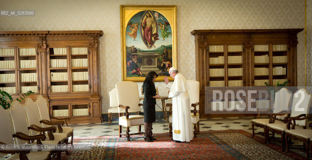 Città del Vaticano, 08 11 2013.Udienza del Santo Padre, Papa Francesco al Presidente della Repubblica del Costa Rica, S.E. la Sig.ra laura CHINCHILLA. ©Riccardo Musacchio & Flavio Ianniello/Rosebud2