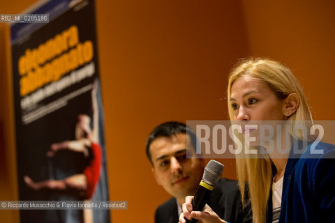 Roma, Auditorium Parco della Musica 09 01 2014.Conferenza stampa di presentazione di Eleonora Abbagnato e le stelle dellOperà di Parigi in scena il 26 Gennaio..Nella foto:  Daniele Cipriani, Eleonora Abbagnato  ©Riccardo Musacchio & Flavio Ianniello/Rosebud2