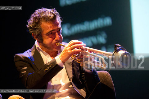 Roma, Auditorium Parco della Musica 18 10 2013.Roma Jazz Festival 2013 Speech .Paolo Fresu, Martux_m 101 Microlezioni di Jazz..Paolo Fresu tromba.Martux_m  aka  Maurizio Martusciello  elettronica . ©Riccardo Musacchio & Flavio Ianniello/Rosebud2