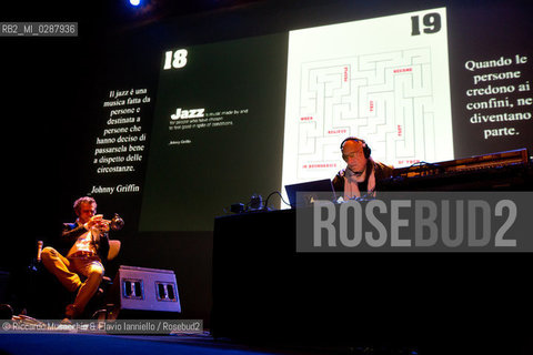 Roma, Auditorium Parco della Musica 18 10 2013.Roma Jazz Festival 2013 Speech .Paolo Fresu, Martux_m 101 Microlezioni di Jazz..Paolo Fresu tromba.Martux_m  aka  Maurizio Martusciello  elettronica . ©Riccardo Musacchio & Flavio Ianniello/Rosebud2