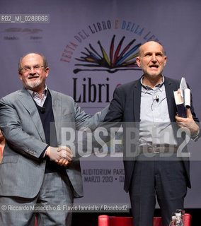 Roma, Auditorium Parco della Musica 17 03 2013.Libri come. Festa del Libro e della Lettura .Salman Rushdie Come Joseph Anton.conversazione con .Giancarlo De Cataldo e Melania Mazzucco.conduce Marino Sinibaldi. ©Riccardo Musacchio & Flavio Ianniello/Rosebud2