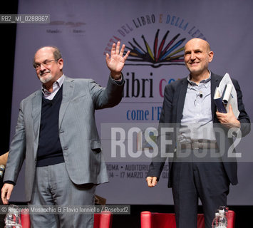 Roma, Auditorium Parco della Musica 17 03 2013.Libri come. Festa del Libro e della Lettura .Salman Rushdie Come Joseph Anton.conversazione con .Giancarlo De Cataldo e Melania Mazzucco.conduce Marino Sinibaldi. ©Riccardo Musacchio & Flavio Ianniello/Rosebud2
