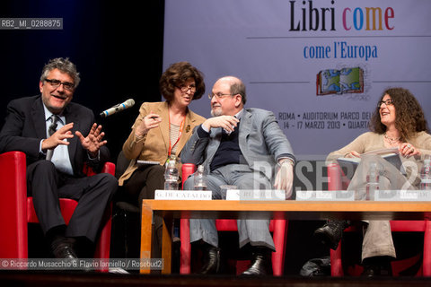 Roma, Auditorium Parco della Musica 17 03 2013.Libri come. Festa del Libro e della Lettura .Salman Rushdie Come Joseph Anton.conversazione con .Giancarlo De Cataldo e Melania Mazzucco.conduce Marino Sinibaldi. ©Riccardo Musacchio & Flavio Ianniello/Rosebud2