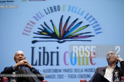 Roma,  Auditorium Parco della Musica 09 03 2012.Libri Come, Festa del Libro e della Letteratura.Nella foto: dialogo fra Paolo Mieli e Marco Travaglio.  ©Riccardo Musacchio & Flavio Ianniello/Rosebud2