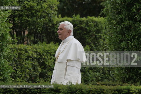 Città del Vaticano-Giardini Vaticani 18 Maggio 2005.il Papa Benedetto XVI durante una passeggiata con il suo segretario personale Mons. George Gaenswein don Mietek (Mieczysław Mokrzycki), segretario personale in seconda. ©Riccardo Musacchio & Flavio Ianniello/Rosebud2