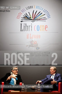 Roma, Auditorium Parco della Musica 13 03 2014.Libri Come, Festa del Libeo e della Lettura Il Lavoro..Nella foto: lezione di John Grisham, interviene Giancarlo De Cataldo. ©Riccardo Musacchio & Flavio Ianniello/Rosebud2