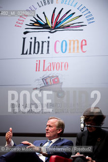 Roma, Auditorium Parco della Musica 13 03 2014.Libri Come, Festa del Libeo e della Lettura Il Lavoro..Nella foto: lezione di John Grisham, interviene Giancarlo De Cataldo. ©Riccardo Musacchio & Flavio Ianniello/Rosebud2