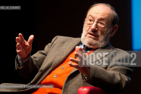 Roma, Auditorium Parco della Musica 13 03 2014.Libri Come, Festa del Libeo e della Lettura Il Lavoro..Nella foto: lezione di Umberto eco, interviene Stefano Bartezzaghi. ©Riccardo Musacchio & Flavio Ianniello/Rosebud2
