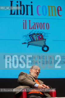 Roma, Auditorium Parco della Musica 13 03 2014.Libri Come, Festa del Libeo e della Lettura Il Lavoro..Nella foto: lezione di Umberto eco, interviene Stefano Bartezzaghi. ©Riccardo Musacchio & Flavio Ianniello/Rosebud2
