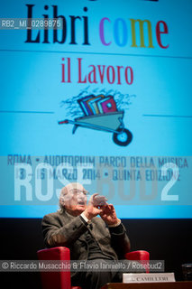 Roma, Auditorium Parco della Musica 13 03 2014.Libri Come, Festa del Libeo e della Lettura Il Lavoro..Nella foto: lezione di Andrea Camilleri, interviene Francesco Piccolo. ©Riccardo Musacchio & Flavio Ianniello/Rosebud2
