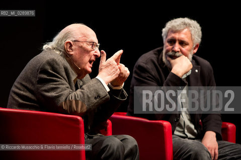 Roma, Auditorium Parco della Musica 13 03 2014.Libri Come, Festa del Libeo e della Lettura Il Lavoro..Nella foto: lezione di Andrea Camilleri, interviene Francesco Piccolo. ©Riccardo Musacchio & Flavio Ianniello/Rosebud2