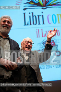 Roma, Auditorium Parco della Musica 13 03 2014.Libri Come, Festa del Libeo e della Lettura Il Lavoro..Nella foto: lezione di Andrea Camilleri, interviene Francesco Piccolo. ©Riccardo Musacchio & Flavio Ianniello/Rosebud2