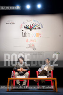 Roma, Auditorium Parco della Musica 13 03 2014.Libri Come, Festa del Libeo e della Lettura Il Lavoro..Nella foto: dialogo tra Sandro Veronesi e Michele Serra. ©Riccardo Musacchio & Flavio Ianniello/Rosebud2