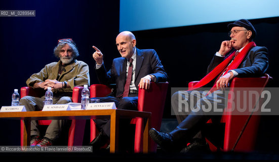 Roma, Auditorium Parco della Musica 13 03 2014.Libri Come, Festa del Libeo e della Lettura Il Lavoro.Nella foto: Dialogo tra Mauro Corona e Antonio Pennacchi, con Marino Sinibaldi. ©Riccardo Musacchio & Flavio Ianniello/Rosebud2