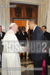 Città del Vaticano 27 03 2014.Sua Santità Papa Francesco riceve in Udienza privata il Presidente degli Stati Uniti dAmerica America Barack Obama.. ©Riccardo Musacchio & Flavio Ianniello/Rosebud2