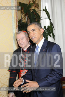 Città del Vaticano 27 03 2014.Sua Santità Papa Francesco riceve in Udienza privata il Presidente degli Stati Uniti dAmerica America Barack Obama..Nella foto: lincontro con Mons Parolin Segretario di Stato. ©Riccardo Musacchio & Flavio Ianniello/Rosebud2